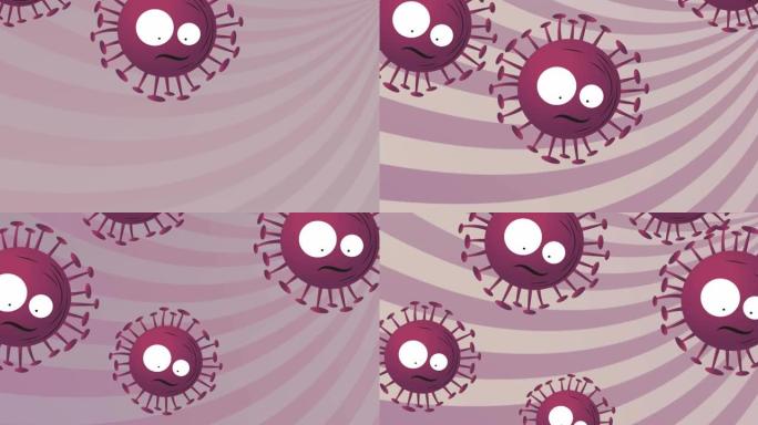 紫色螺旋上的covid 19细胞下降的动画