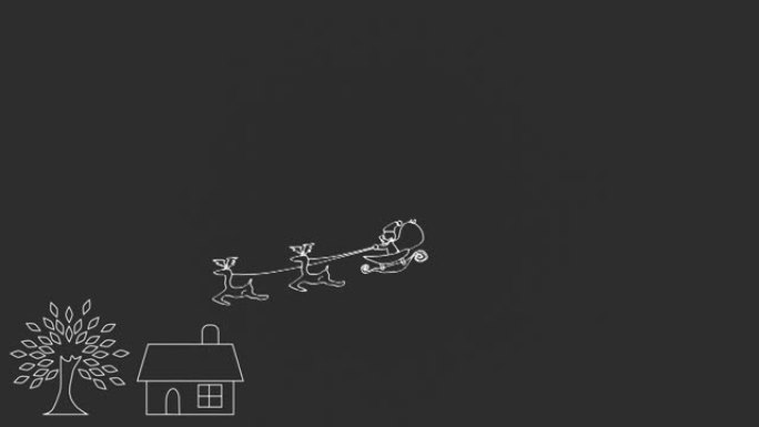 圣诞老人降落在房子的烟囱上