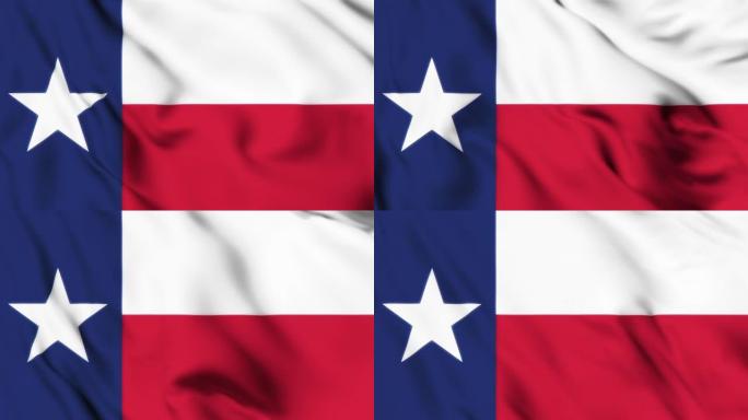 德克萨斯州旗在透明环境中循环挥动动画