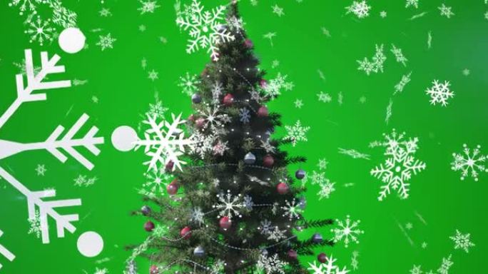 圣诞树上雪花飘落的动画