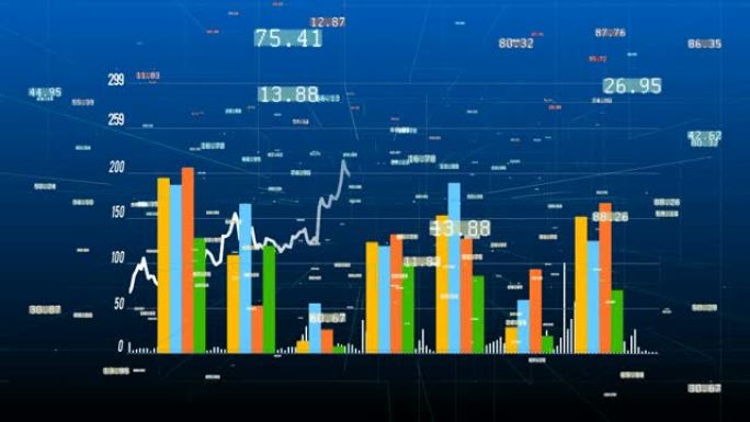 4k增长财务图表、商业数据趋势图、数字墙、互联网技术