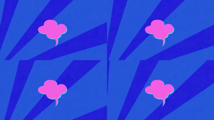 蓝色条纹背景上的粉红色云的动画