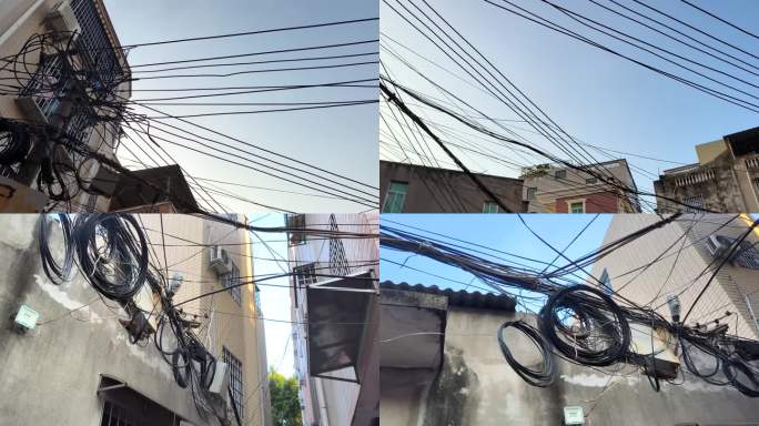城中村老旧小区杂乱电线用电安全