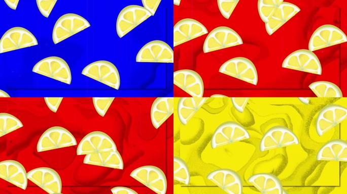 柠檬动画在彩色背景上重复形状