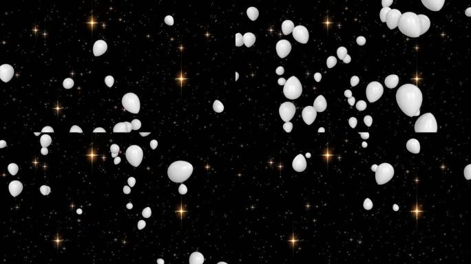 白色气球飞过星星的动画