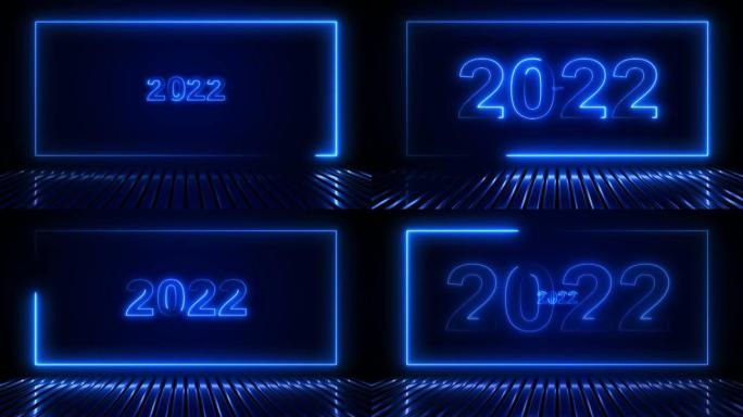 2022年霓虹发光矩形框架。场景循环背景