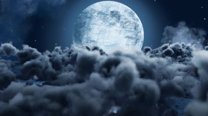带月亮的多云夜空动画