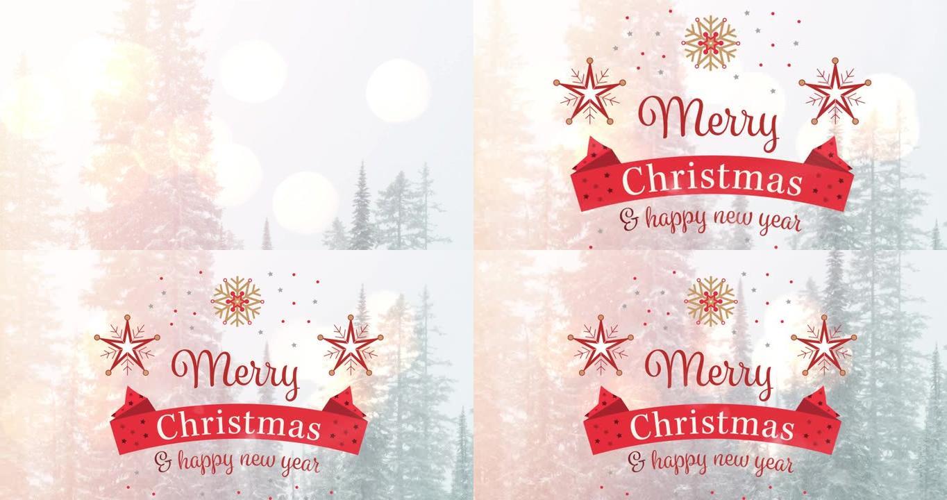 白色背景上的圣诞快乐和新年快乐动画