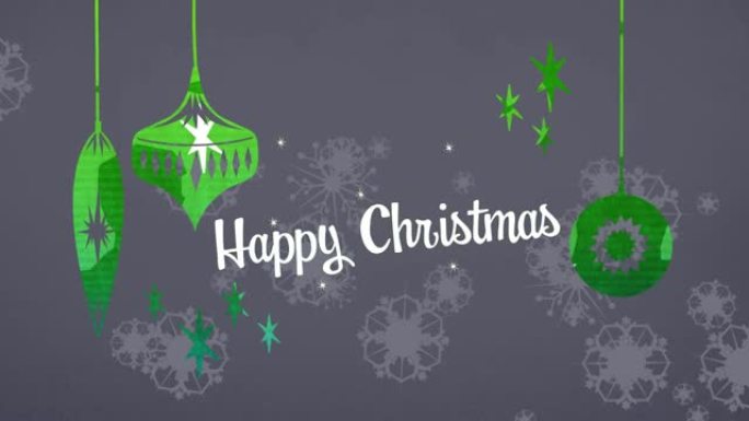 小玩意和雪花飘落的圣诞节快乐文字动画