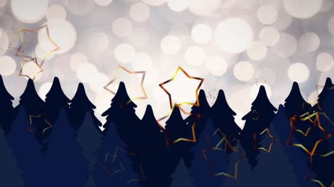圣诞节时落在枞树上的星星的动画