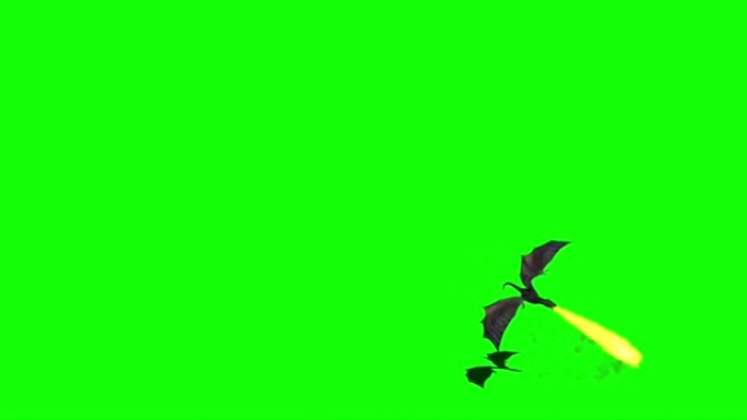 喷火龙在绿色屏幕上飞翔