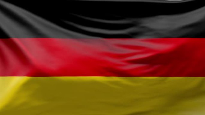 德国国旗在风中飘扬的3D动画。德国国旗背景。德国国旗无缝循环动画。德国旗帜挥舞的特写。今天是德国统一