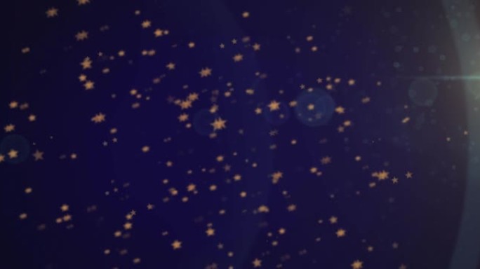 金色圆点和星星落在紫色背景上的动画