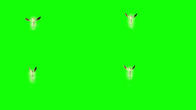 仙女在绿色屏幕上飞翔