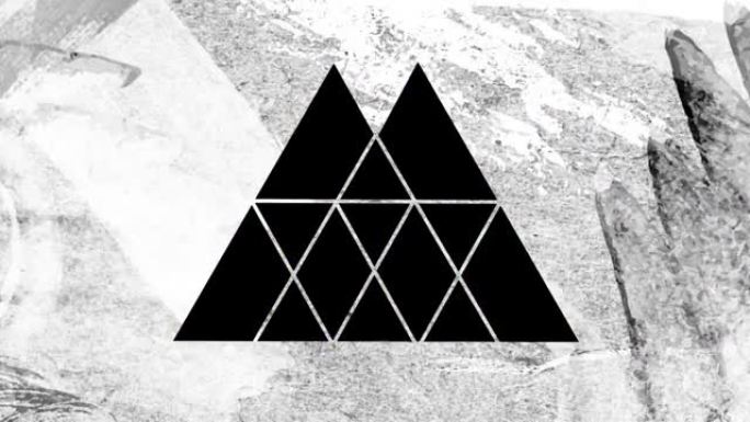 白色背景上黑色三角形和数字隧道的动画