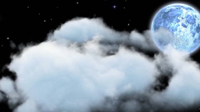 黑色背景上移动的月亮和clounds动画