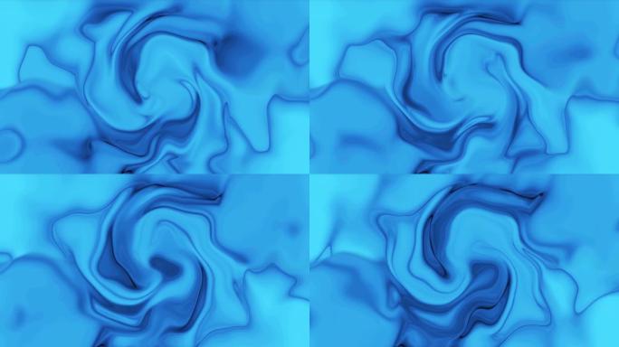 柔滑的蓝色液体墨水流动动画。光滑的蓝色液体流动。