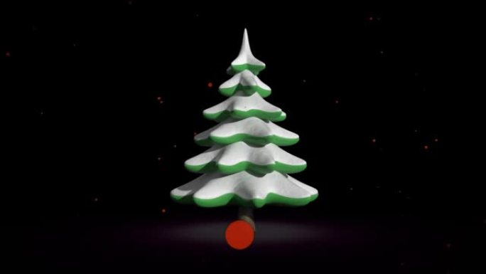 黑色背景上翻转圣诞树的动画