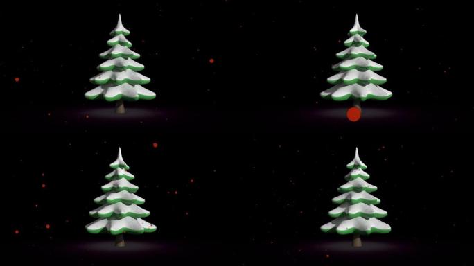 黑色背景上翻转圣诞树的动画
