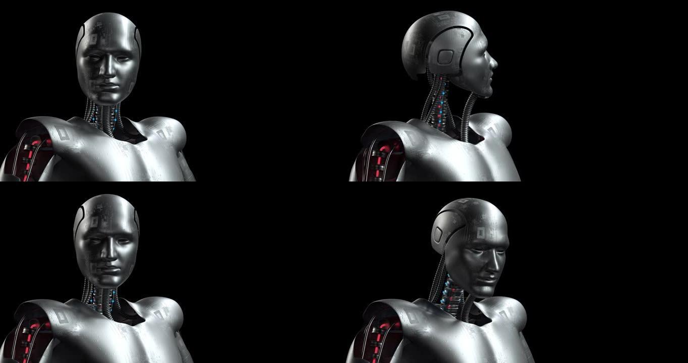 仿生机器人分析和检查。类人机器人。