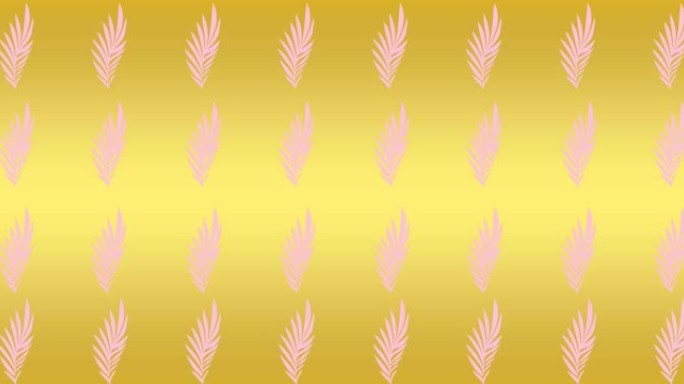黄色背景上的多个粉红色植物的动画