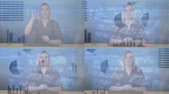 女性电视节目主持人的财务数据处理动画