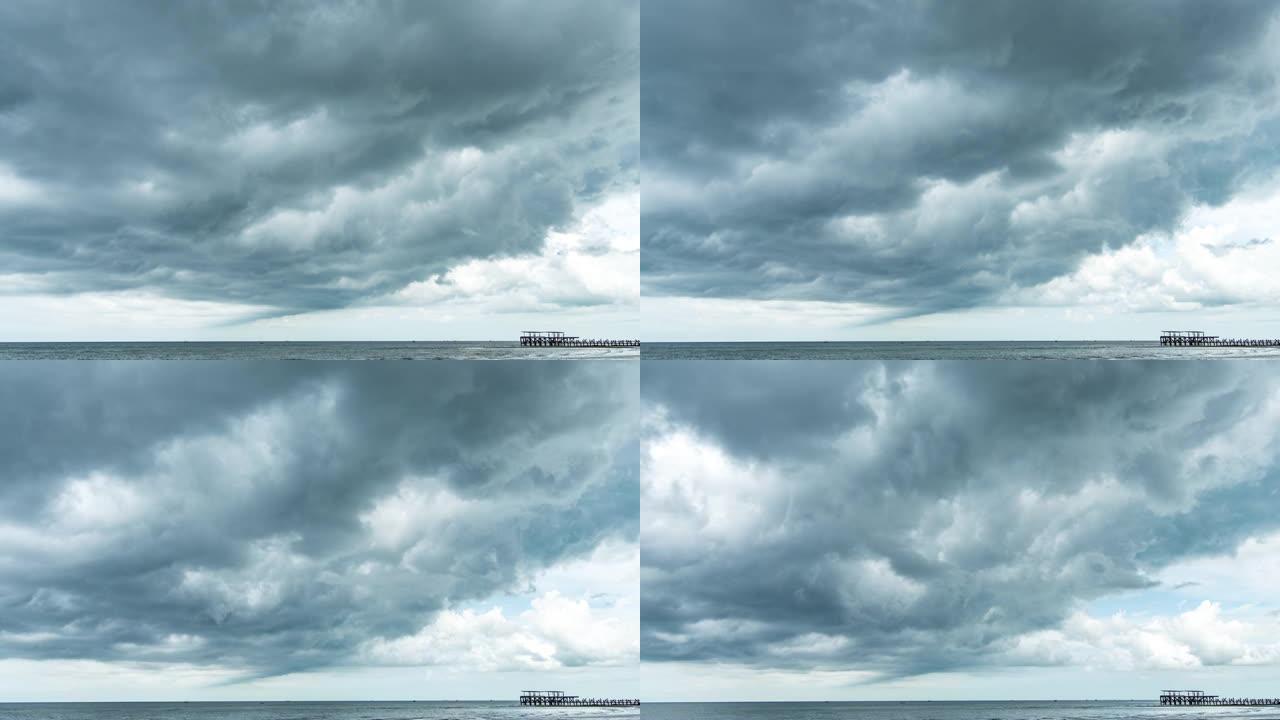 海洋上形成的暴风云，延时视频