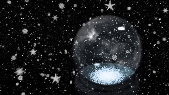 黑色背景上的雪落在雪球上的动画