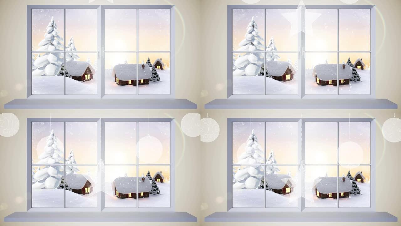 圣诞节小玩意和冬季景观的动画