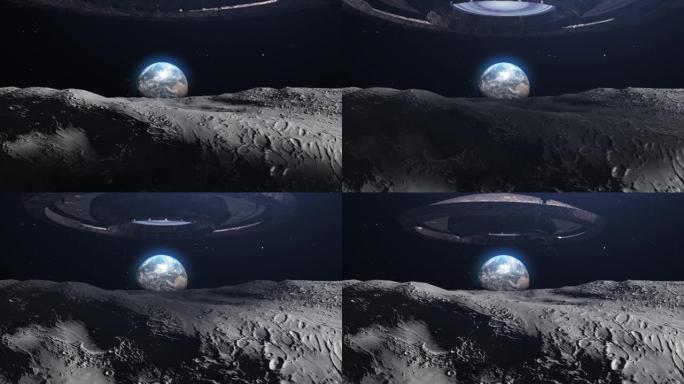 飞碟从月球飞向地球