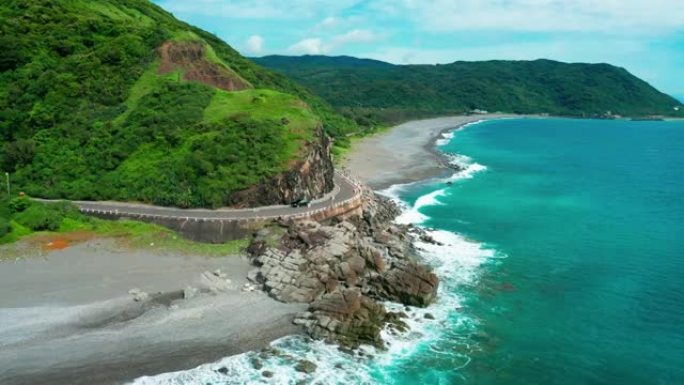 台湾的山脉和海岸线的鸟瞰图