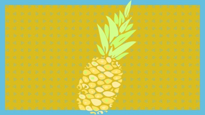 黄蓝背景上的菠萝动画