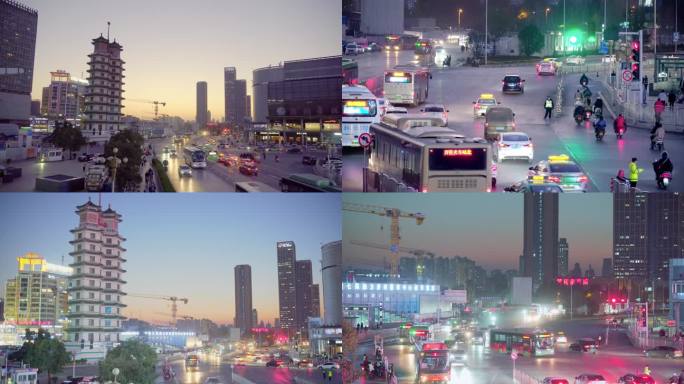 郑州二七广场夜景视频4K
