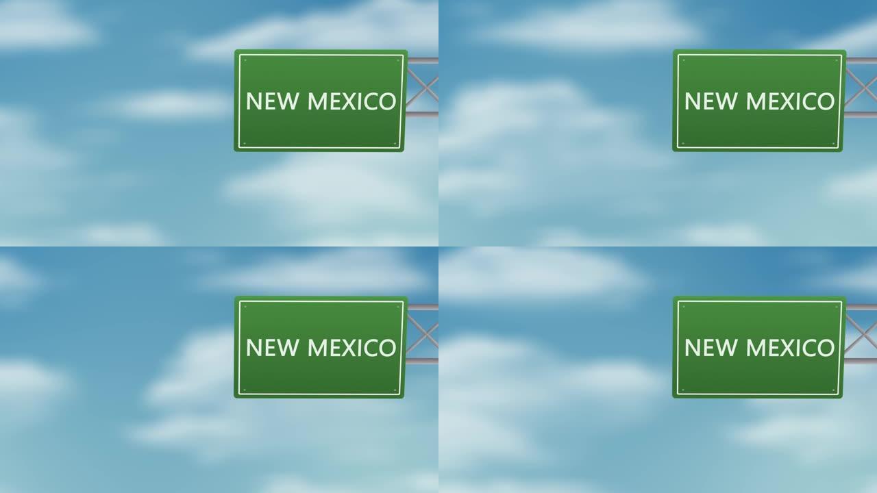 新墨西哥州的道路标志在多云的天空-Stok视频