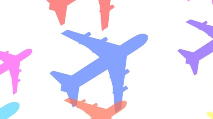 白色背景上彩色飞机的动画