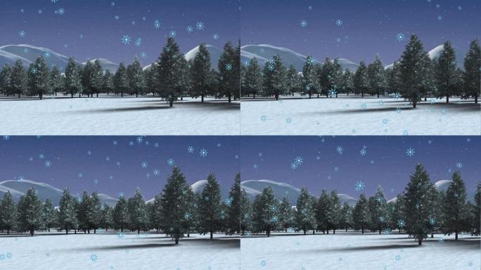 冷杉树冬季风光动画