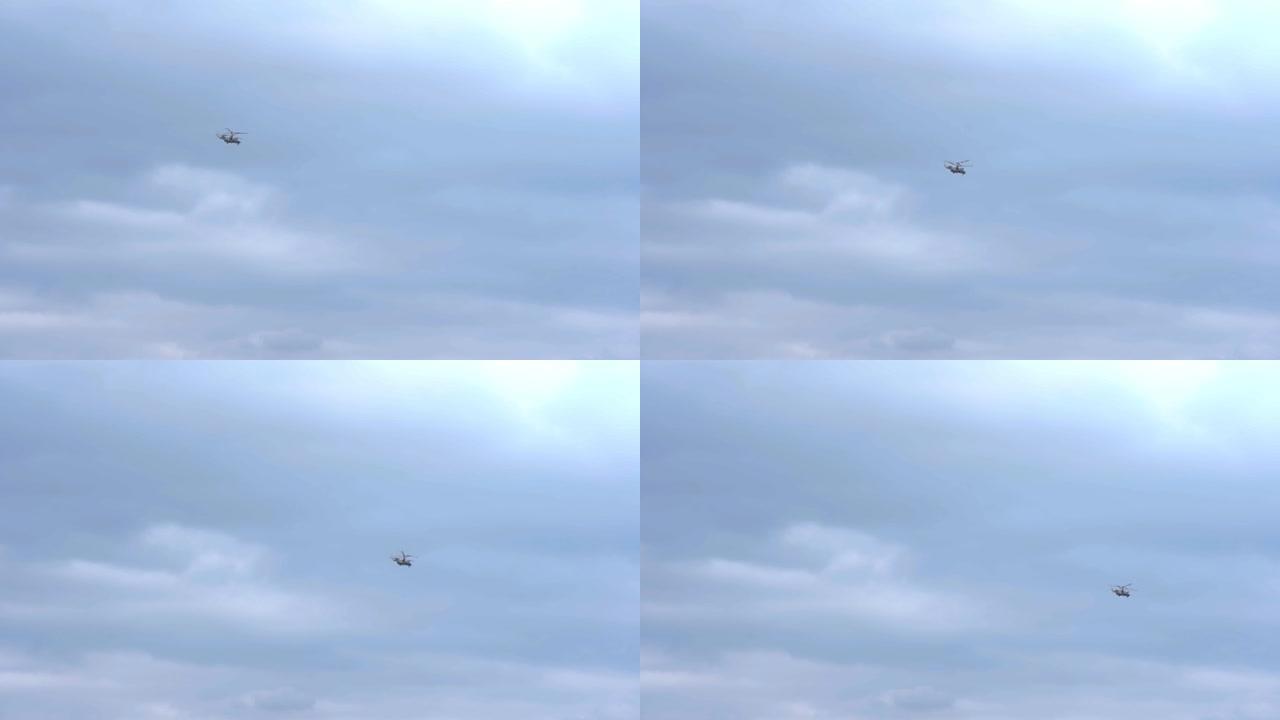 直升机飞过天空