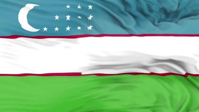 乌兹别克斯坦国旗正在挥舞3D动画。乌兹别克斯坦国旗在风中飘扬。乌兹别克斯坦国旗。标志无缝循环动画。4