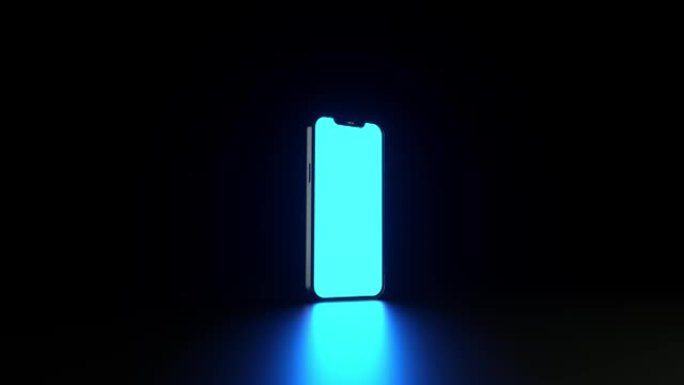 站在黑暗表面上的手机上，单色屏幕亮起。