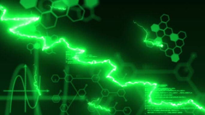 化合物和数据处理上的绿色闪电动画