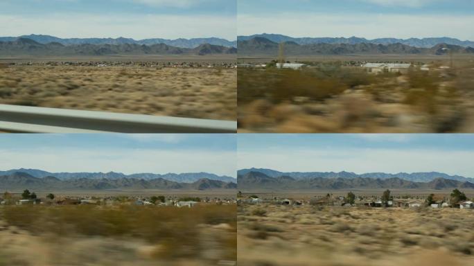 美国亚利桑那州大峡谷的公路旅行。自动驾驶，去内华达州拉斯维加斯的路线。在美国搭便车旅行，当地旅行，狂
