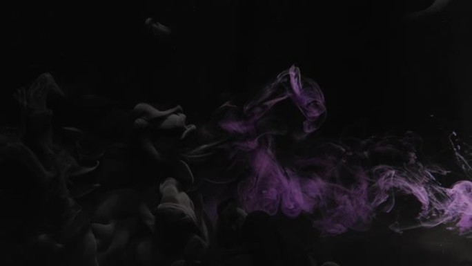 墨水喷水彩色烟云紫色黑色混合