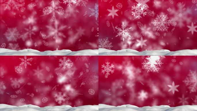 雪落在红色背景上的动画