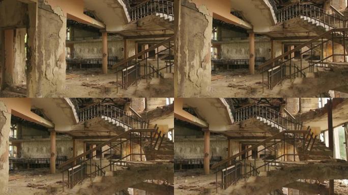8月25日，2021-耶穆克，亚美尼亚-废弃的耶穆克体育和文化综合体的旧楼梯