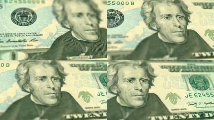 多莉拍摄的照片显示了100美元、50美元、20美元、10美元、5美元、1美元钞票的极端细节视频