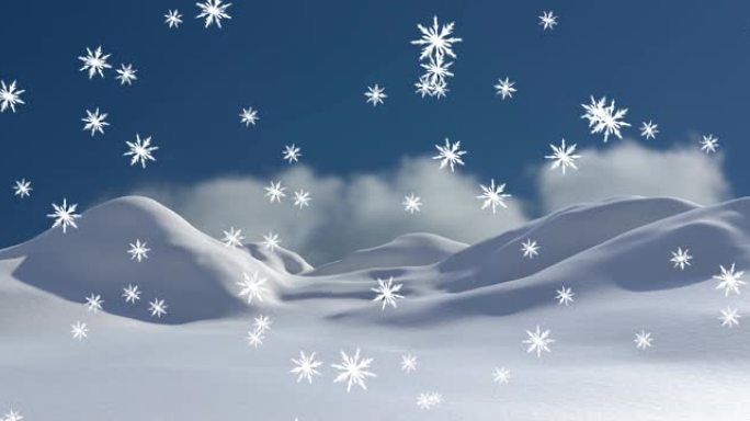冬季景观和天空飘落的积雪动画