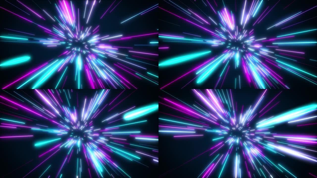 超空间在外层空间跳跃。光速。来自星星的光经过。无缝循环的3d动画。