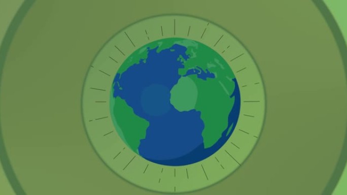 绿色背景上的地球仪动画