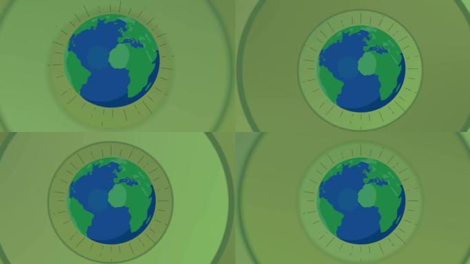 绿色背景上的地球仪动画