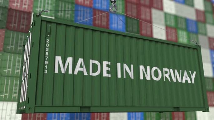 带有挪威制造标题的货物集装箱